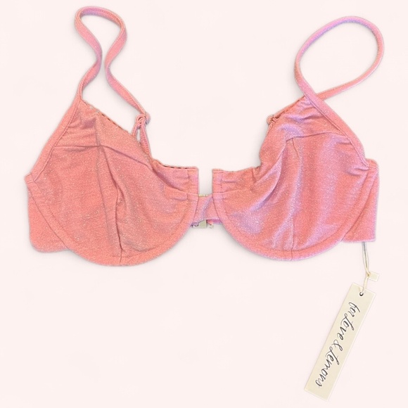 For Love And Lemons Other - For Love & Lemons Sparkly Barbie Pink Underwire Swim Girly Bikini Top NWT Size L